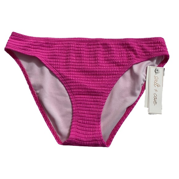 Salt and Cove Pink Textured Lined Hipster Bikini Swim Bottom Medium M - Picture 2 of 14